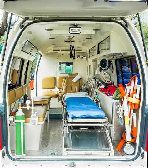 Inside An Ambulance With Medical Equipment . Car For Patient Refer ...