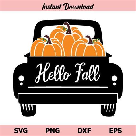 Hello Fall Truck SVG, Hello Fall Vintage Truck SVG, Pumpkin SVG, Fall ...