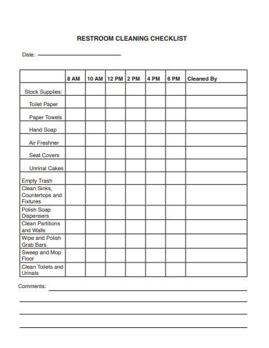 Restroom Checklist - 10+ Examples, Format, How To Create, Pdf