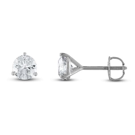 Certified Diamond Solitaire Earrings 2 ct tw Round 18K White Gold (SI2 ...