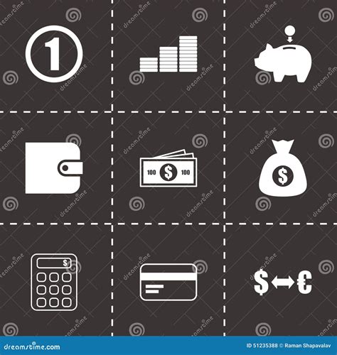 Vector Black Money Icons Set Stock Vector - Illustration of banking, finance: 51235388