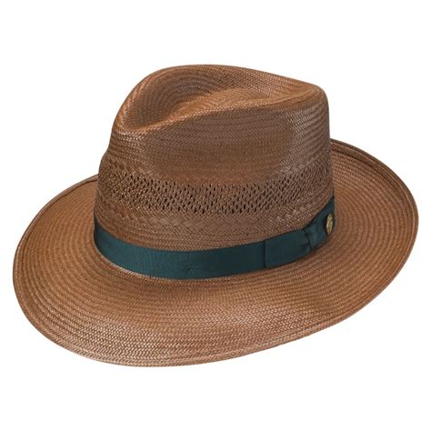 Stetson Alderton Shantung Vented Straw Fedora Hat Straw Fedoras