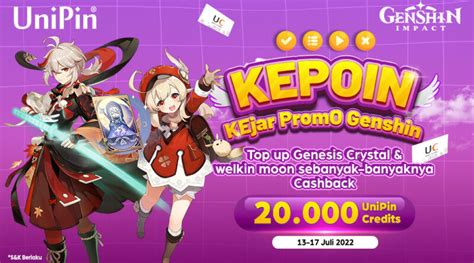 July 2022 - Beli Welkin & Top Up di UniPin, Flat Cashback 20.000 UniPin Credits Menanti Tiap Hari!