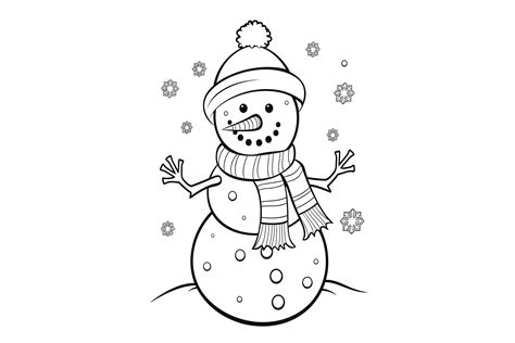 Snowman Coloring Page Graphic by Craftable · Creative Fabrica