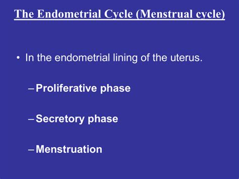 The Endometrial Cycle (Menstrual cycle)