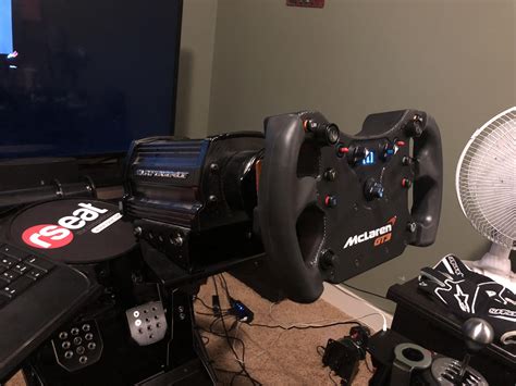 My new hybrid wheel setup. Accuforce V1 base and Fanatec McLaren GT3 wheel. : r/simracing