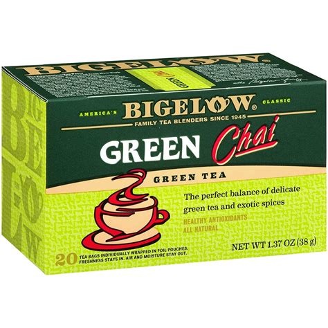 Bigelow Green Tea Chai Boxes 20 Count (Pack of 6), 120 Tea Bags Total. Caffeinated Individual ...