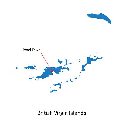 Map Of British Virgin Islands And Capital City Road Town Stock ...