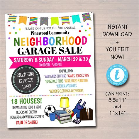 EDITABLE Garage Sale Flyer, Printable PTA PTO Flyer, School Church ...