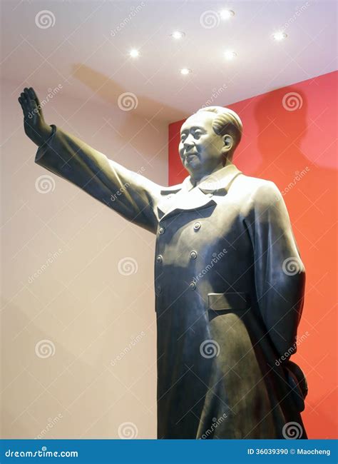 Chairman Mao Stone Statue With Red Flags Editorial Photo ...