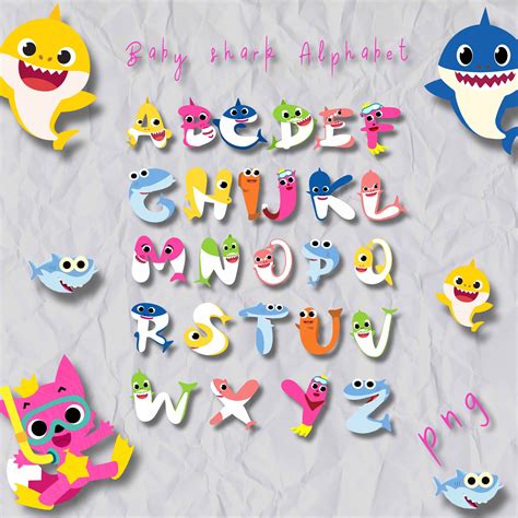 Baby Shark Alphabet,baby Shark Lettering, Birthday, Boy Girl and Baby Shower Letters, PNG ...