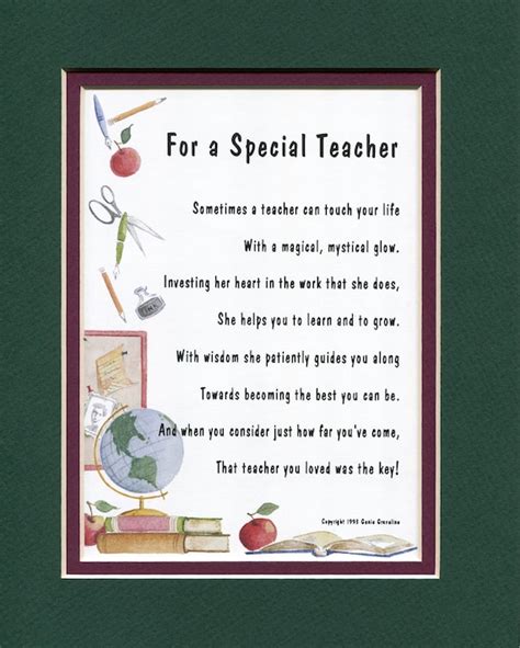 Teacher Thank-you Poem Teacher Graduation Teacher Graduation - Etsy