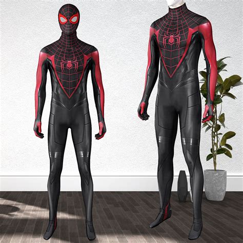 Spider-man Miles Morales PS5 Cosplay Costume Spider-man Miles 3D Printed Suit ...