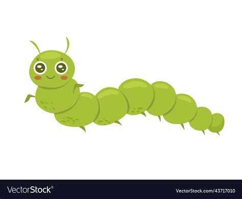 Green cute caterpillar Royalty Free Vector Image