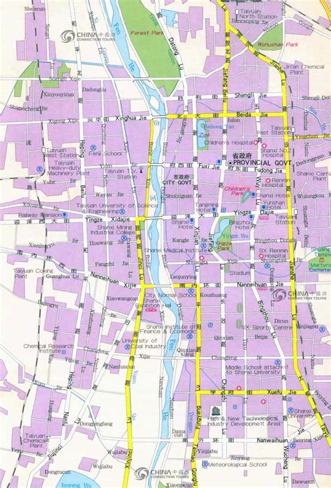 Taiyuan City Map, China Taiyuan City Map - Taiyuan Travel Guide