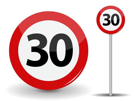 Round Red Road Sign Speed limit 30 kilometers per hour 2478556 Vector Art at Vecteezy