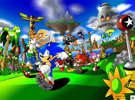 Wallpaper : illustration, cartoon, Sonic the Hedgehog, jungle, Tails character, Shadow the ...