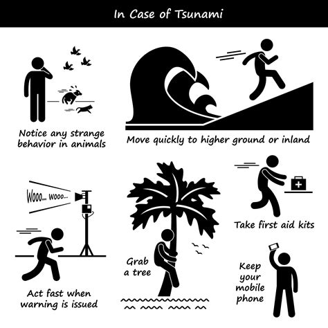 Tsunami Emergency Action Plan Awareness Alert Evacuate Evacuation Escape Flood Danger Risk ...