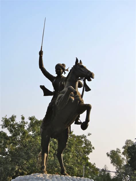 Equestrian statue of Rani of Jhansi Lakshmibai in Gwalior, Madya Pradesh India