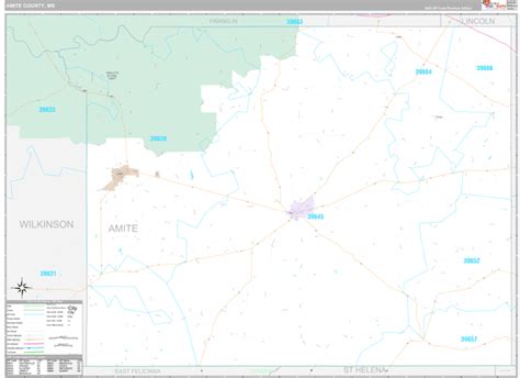 Amite County, MS Wall Map Premium Style by MarketMAPS - MapSales