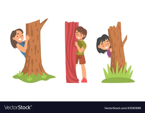 Kids playing hide and seek set cute children Vector Image