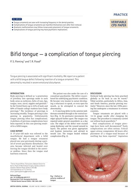 (PDF) Bifid tongue - A complication of tongue piercing