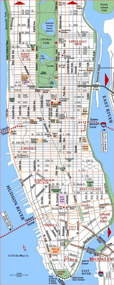 Manhattan Street Map New York City Guide, New York City Map, New York ...