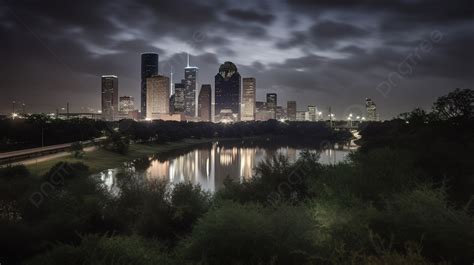 Houston Skyline At Night Background, Houston City, Picture Of Houston ...