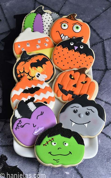 Halloween Decorated Pumpkin Cookies - Haniela's | Recipes, Cookie & Cake Decorating Tutorials