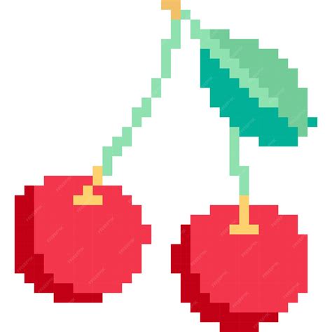 Premium Vector | Cherry cartoon icon in pixel style