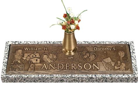 Photo Companion Bronze Memorial with vase 44 x 14 - Headstones, Grave Markers | Grave marker ...