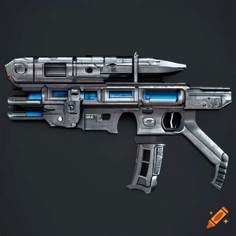 High detailed, 3d schematic view of a futuristic gauss rifle on black ...