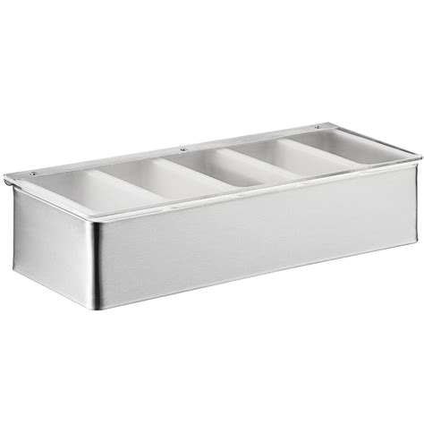 American Metalcraft CD5 5-Compartment Satin Finish Stainless Steel Condiment Bar