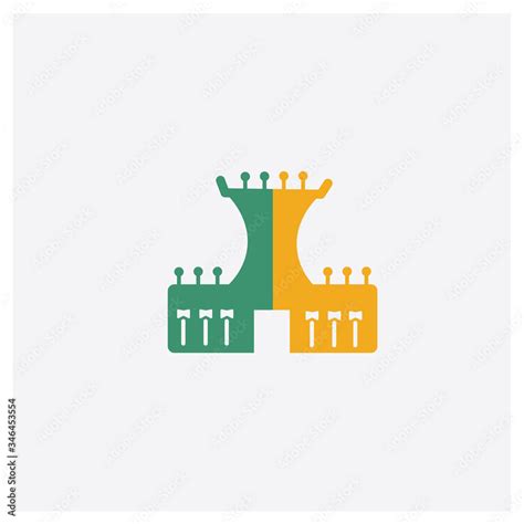 Hindu Temple concept 2 colored icon. Isolated orange and green Hindu ...