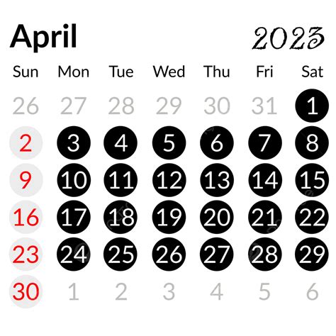 Circle Style Minimalist Simple Black April 2023 Calendar, April 2023 Calendar, 2023 Calendar ...