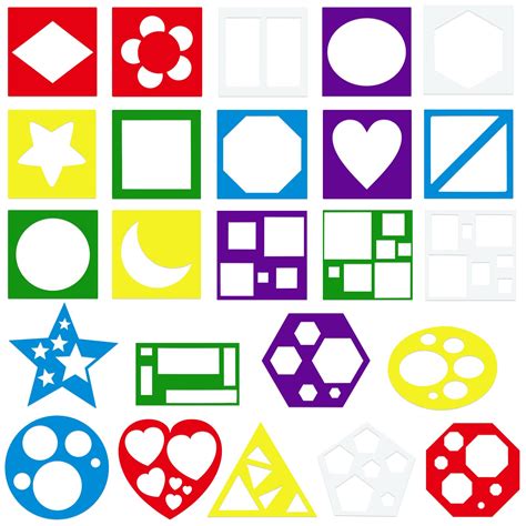 Buy 24 Pieces Colorful Shape Tracing Stencils Painting Shape Stencils PET Learning Shape ...