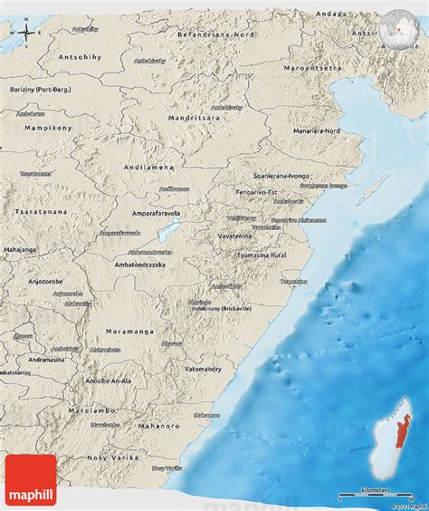 Shaded Relief Panoramic Map of Toamasina