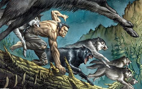 Logan And Wolf pack, forest, marvel, wolverine, wolves, HD wallpaper | Peakpx