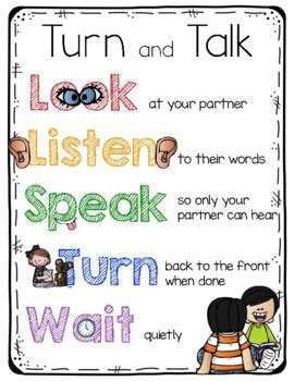 Turn and Talk Poster by Blue Skies with Jennifer White | TPT