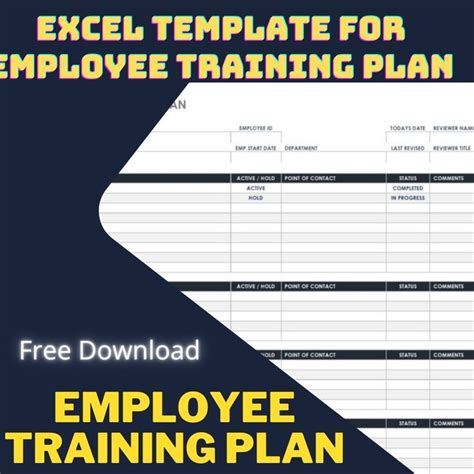 an employee training plan with the title excel template for employee training plan