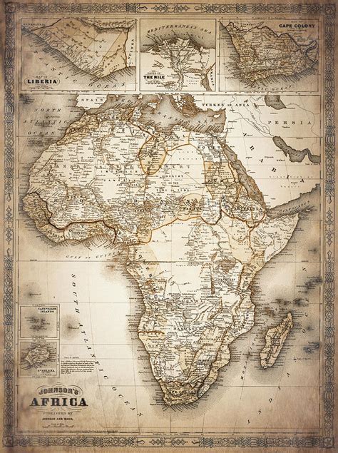 Vintage Map of Africa 1864 Sepia Photograph by Carol Japp - Fine Art ...