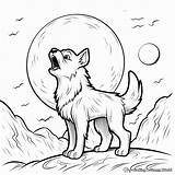 Wolf Howling At The Moon Coloring Pages  Free & Printable sketch template