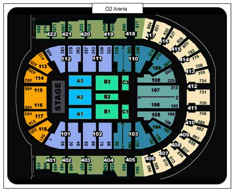 O2 Arena London seating plan - Detailed seat numbers - MapaPlan.com