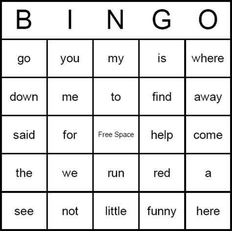 Sight Words Bingo Card | My XXX Hot Girl