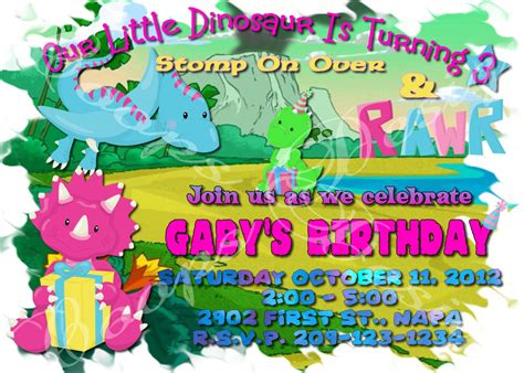 Dinosaur Birthday Invitation, Dinosaur Birthday Party, Invitation, Birthday Party, Girl Birthday ...