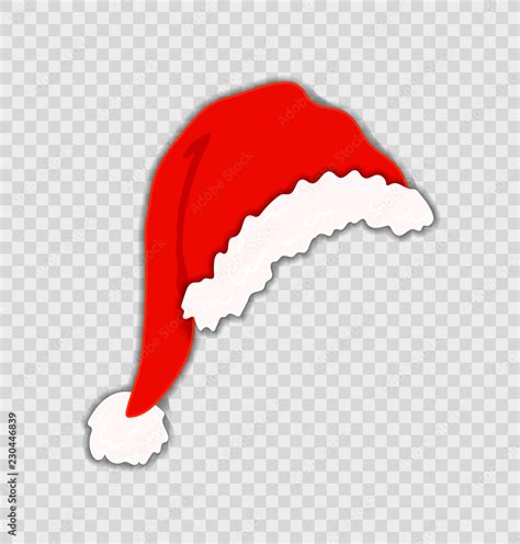 Vector Santa's Hat Isolated on Transparent Background, Christmas, Festive Element. Stock Vector ...