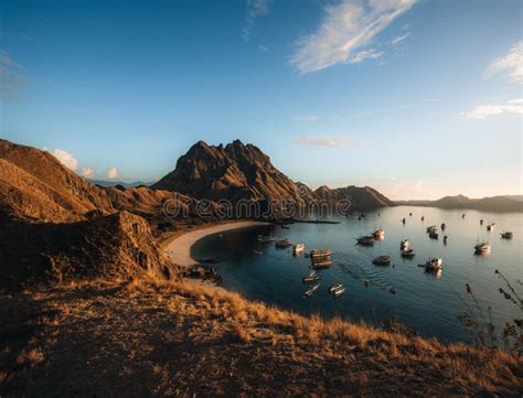 Top Aerial Drone View of Padar Island in a Morning before Sunrise ...