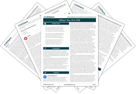 When You Are Old Poem Summary and Analysis | LitCharts