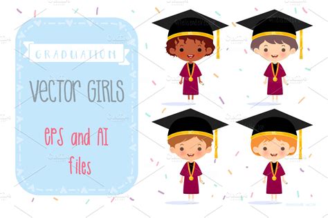 Graduation Vector Girls | Education Illustrations ~ Creative Market