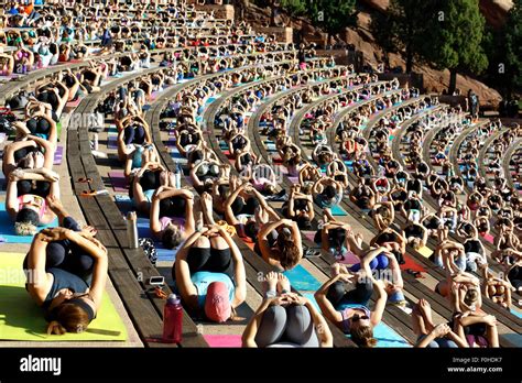 Yoga practitioners, Yoga on The Rocks, Red Rocks Amphitheatre, Morrison ...